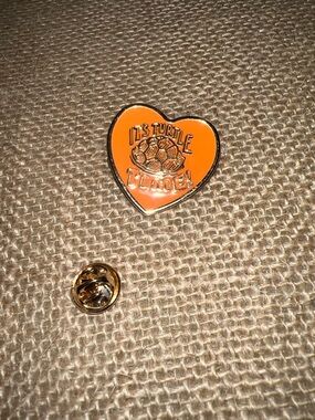 Orange Heart Turtle Enamel Pin - "It's Turtle Time!"